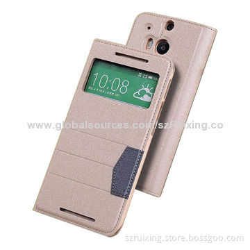 S-view Window Leather Flip Cover Case for HTC One 2/8m, with Stand Function